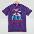 Proud Mom PhD Doctoral Graduation Doctorate Degree Mineral Wash Tshirts Mineral Purple