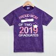 Proud Mom Of Two 2019 Graduates Twin Mama Mother Graduation Mineral Wash Tshirts Mineral Purple