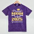 Proud Mom Of Two 2025 Graduates Graduation Family Mineral Wash Tshirts Mineral Purple
