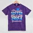 Proud Sister Of 2024 College Graduate Family 24 Graduation Mineral Wash Tshirts Mineral Purple