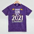 Proud Son Of A 2021 Graduate Graduation Clothes MBA PhD Mineral Wash Tshirts Mineral Purple