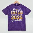 Proud Step Dad Of A Class Of 2025 Graduate Senior Graduation Mineral Wash Tshirts Mineral Purple