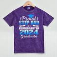 Proud Step Dad Of Kindergarten Graduate 2024 Graduation Step Mineral Wash Tshirts Mineral Purple