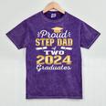 Proud Step Dad Of Two 2024 Graduate Class 2024 Graduation Mineral Wash Tshirts Mineral Purple