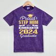Proud Step Mom Of Kindergarten Graduate 2024 Graduation Step Mineral Wash Tshirts Mineral Purple