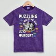 Puzzling Makes Me Feel Less Murdery Introvert Puzzle Cat Mineral Wash Tshirts Mineral Purple