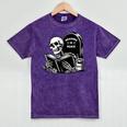 READING IN PEACE RIP Introvert Skeleton Read Book Meme Mineral Wash Tshirts Mineral Purple