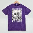 Reading Time At Last Book Lover Introvert Skeleton Reading Mineral Wash Tshirts Mineral Purple