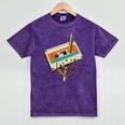 Retro Cassette Tape & Pencil Rewind Nostalgia Party 80s 90s Mineral Wash Tshirts Mineral Purple