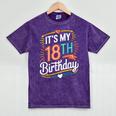 Retro It's My 18th Birthday Boho Nostalgia Women Kids Mineral Wash Tshirts Mineral Purple