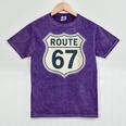 Retro Route 67 Highway Sign Vintage Road Nostalgia Mineral Wash Tshirts Mineral Purple