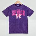 Retro Senior 2026 Class Of 2026 Coquette Pink Bow Graduation Mineral Wash Tshirts Mineral Purple