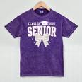 Retro Senior 2027 Girl Coquette Bow Class Of 2027 Graduation Mineral Wash Tshirts Mineral Purple