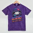 Rewind Good Times Retro VHS Tape Nostalgia 80s 90s Premium Tri-Blend Mineral Wash Tshirts Mineral Purple