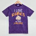 I Like Rhinos And Maybe 3 People Introvert Animal Mineral Wash Tshirts Mineral Purple