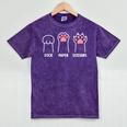 Rock Paper Scissors Hand Game Cute Paw Cat Introvert Mineral Wash Tshirts Mineral Purple