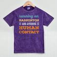 Running On Badminton Social Introvert Humor Vintage Mineral Wash Tshirts Mineral Purple