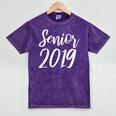 Senior 2019 Calligraphy Shirt Graduation For Adult Men Mineral Wash Tshirts Mineral Purple