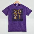 Senior 2021 Grad Class Of 2021 Graduation Leopard Cheetah Mineral Wash Tshirts Mineral Purple