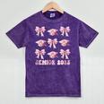Senior 2025 Coquette Pink Bow Class Of 2025 Graduation Girls Mineral Wash Tshirts Mineral Purple