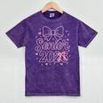 Senior 2026 Class Of 2026 Coquette Pink Bow Graduation Mineral Wash Tshirts Mineral Purple