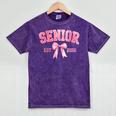 Senior 2026 Coquette Pink Bow Class Of 2026 Graduation Girls Mineral Wash Tshirts Mineral Purple