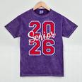 Senior 2026 Graduation Varsity Red Letters On The Back Mineral Wash Tshirts Mineral Purple