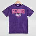 Senior 2026 Pink Coquette Bow Class Of 2026 Graduation Women Mineral Wash Tshirts Mineral Purple
