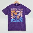 Senior 2026 Retro Groovy Flowers Graduation Mineral Wash Tshirts Mineral Purple