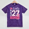 Senior 2027 Class Of 2027 Pink Coquette Bow Graduation Girl Mineral Wash Tshirts Mineral Purple