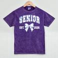 Senior Class Of 2026 Graduation Girly Floral Coquette Bow Mineral Wash Tshirts Mineral Purple
