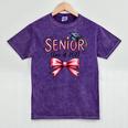 Senior Class Of 2027 Coquette Pink Bow Graduation 2027 Girls Mineral Wash Tshirts Mineral Purple