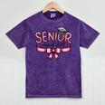 Senior Class Of 2027 Coquette Pink Bow Graduation 2027 Women Mineral Wash Tshirts Mineral Purple