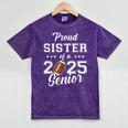 Senior Football Sister Class Of 2025 Graduation Graduate Mineral Wash Tshirts Mineral Purple