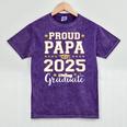 Senior Graduation Proud Papa 2025 Graduate Class Matching Mineral Wash Tshirts Mineral Purple