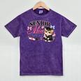 Senior Mom Class Of 2027 Cute Cat Graduation Pink Bows Girls Mineral Wash Tshirts Mineral Purple