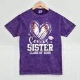 Senior Sister Class Of 2026 Baseball Graduation Heart Mineral Wash Tshirts Mineral Purple