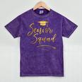 Senior Squad Graduation With Golden Cap Team Mineral Wash Tshirts Mineral Purple