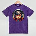 Serene Music Enthusiast With Headphones Introvert Cute Boy Mineral Wash Tshirts Mineral Purple