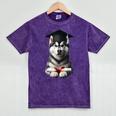 Siberian Husky Dog Graduation Cap Training School Graduate Men Women Kids Mineral Wash Tshirts Mineral Purple