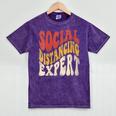 Social Distancing Expert Introvert Mineral Wash Tshirts Mineral Purple