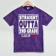 Straight Outta 2nd Grade Class Of 2028 Shirt Graduation Mineral Wash Tshirts Mineral Purple