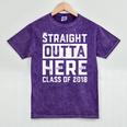 Straight Outta Here Class Of 2018 Senior Graduation Mineral Wash Tshirts Mineral Purple