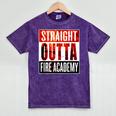 Straight Outta Fire Academy T Shirt Firefighter Graduation Mineral Wash Tshirts Mineral Purple
