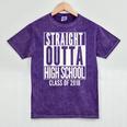 STRAIGHT OUTTA HIGH SCHOOL 2018 Grad Graduation Mineral Wash Tshirts Mineral Purple