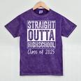 Straight Outta High School Graduation Class Of 2025 Grad Mineral Wash Tshirts Mineral Purple
