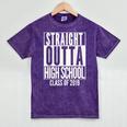 STRAIGHT OUTTA HIGH SCHOOL Senior 2019 Graduation Mineral Wash Tshirts Mineral Purple