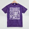 Straight Outta Pencils Shirt Kids Boy Girl School Graduation Mineral Wash Tshirts Mineral Purple