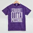 STRAIGHT OUTTA PRESCHOOL GIFT Grad Graduation Kids Mineral Wash Tshirts Mineral Purple