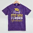 Super Proud Step Mom Of 2025 Graduate Graduation Family Mineral Wash Tshirts Mineral Purple